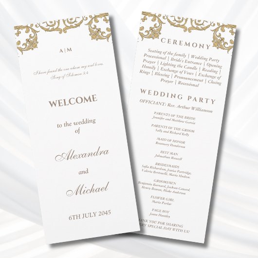 Ornate Vintage Baroque Christian Wedding Program プログラム