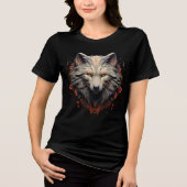 Ornate Wolf Face – Floral Fantasy Design トライブレンドＴシャツ (正面)