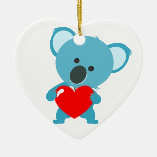 Ornement Coeur motif Koala et son coeur rouge セラミックオーナメント (正面)
