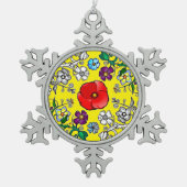 Ornement Flocon De Neige fleurs au coquelicot スノーフレークピューターオーナメント (正面)