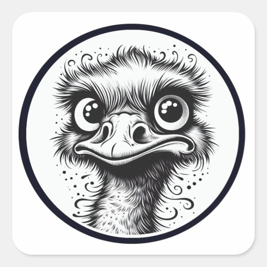"Ornery Emu" Sticker Sheet スクエアシール (正面)