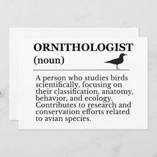 Ornithologist Definition - Vogelkunde (Birdwatchin 招待状 (正面/裏面)
