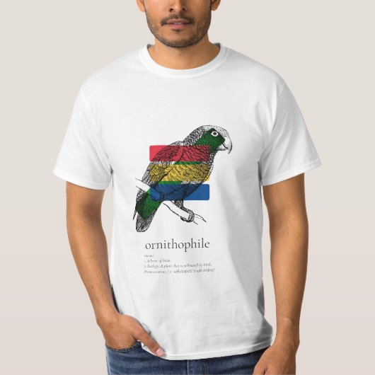 Ornithophile: 色のブロックとのオウムのスケッチ tシャツ (正面)