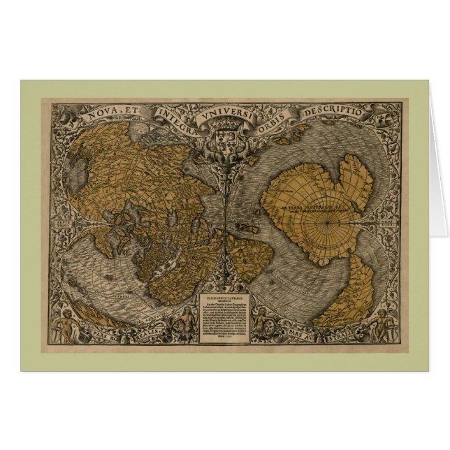 Oronceの罰金によるクラシック1531のアンティークの世界地図 (正面横)
