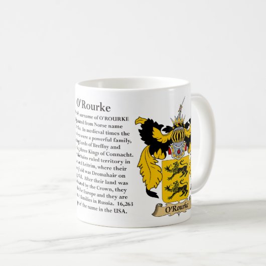 O'Rourke家族の紋章付き外衣 コーヒーマグカップ (正面右)