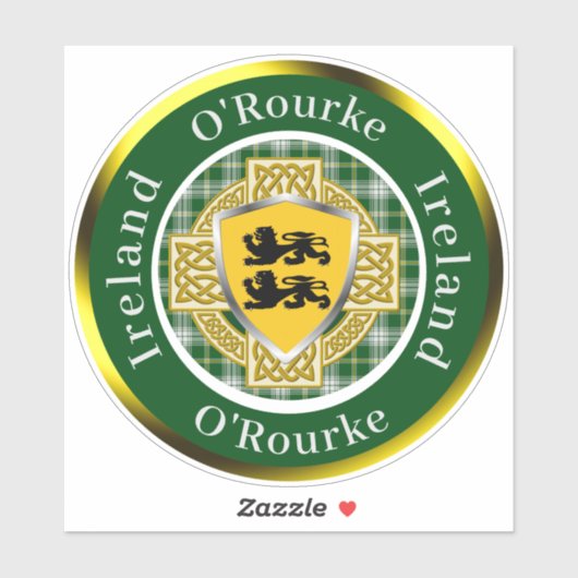 O'Rourke Irish Shield/Celtic Cross Personalized シール (シート)