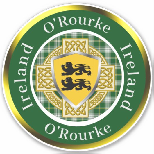 O'Rourke Irish Shield/Celtic Cross Personalized シール (正面)