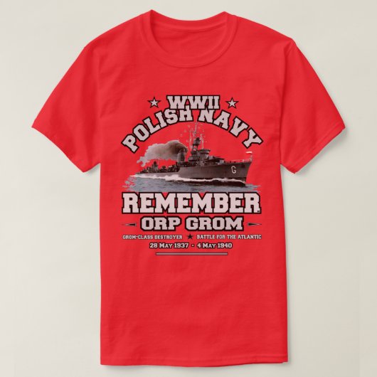 ORP GROMポーランド海軍を記憶 Tシャツ (デザイン正面)