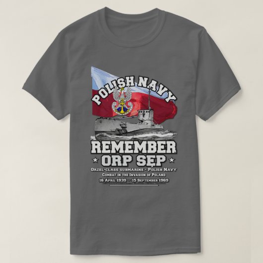 ORP Sepポーランド海軍の潜水艦を覚える Tシャツ (デザイン正面)
