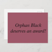 Orphan Blackは賞の陳述書に値する ポストカード (正面/裏面)