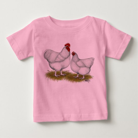 Orpington：ホワイト・ペア ベビーTシャツ (正面)