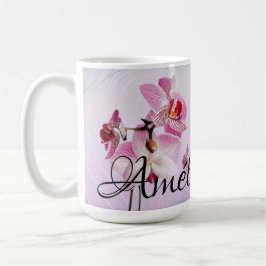 Orquídea rosa Taza personalizada: fotos/nombre コーヒーマグカップ