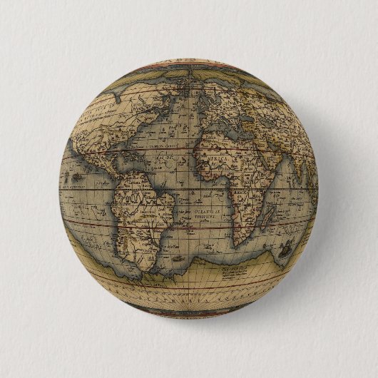 Orteliusの世界地図 缶バッジ (正面)