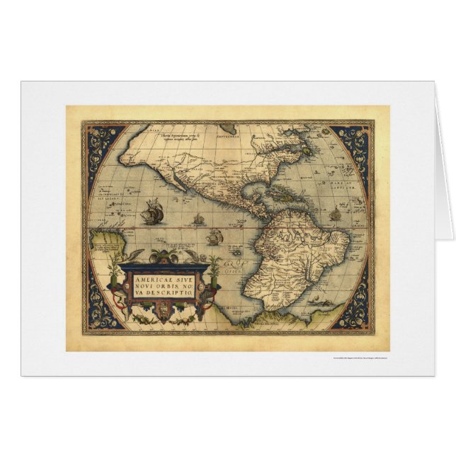 Ortelius 1570年著西半球の地図 (正面横)