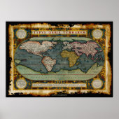 Ortelius' Old World Map in Rustic Grunge Style ポスター (正面)