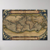 Ortelius World Map 1570型Orbis Terrarvm ポスター (正面)