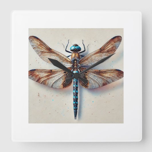 Orthetrum dragonfly 171024IREF213 - Watercolor スクエア壁時計 (正面)