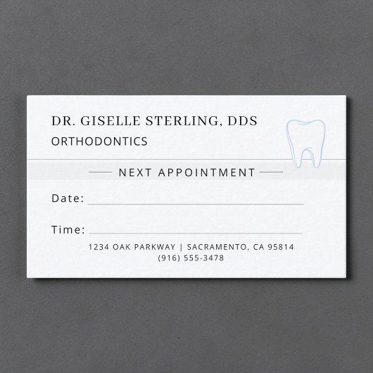Orthodontics Dentist Tooth Appointment Card 名刺