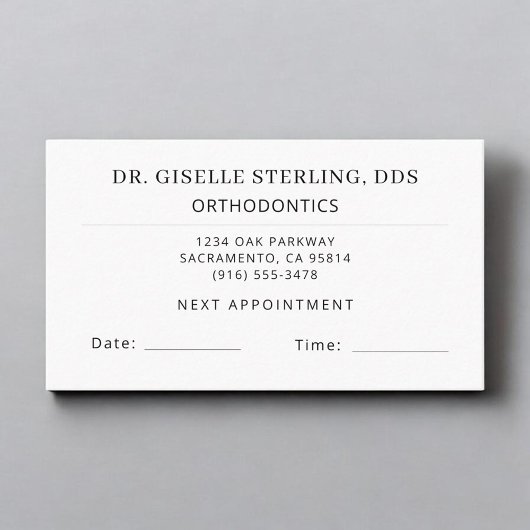 Orthodontics Dentistry Dentist Appointment Card 名刺