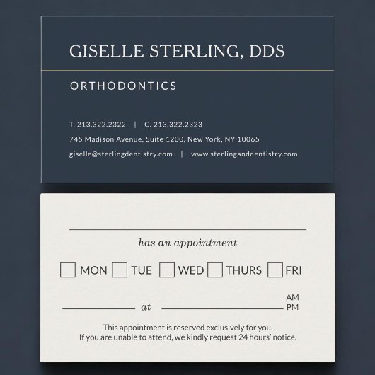 Orthodontics Dentistry Office Appointment Reminder 予約カード