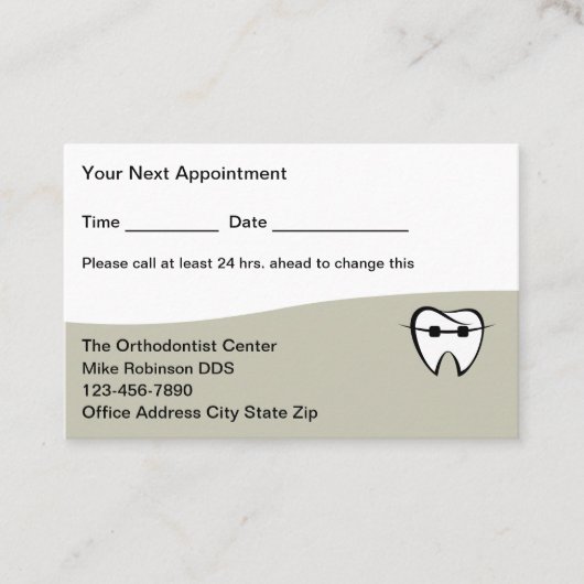 Orthodontist Appointment Business Cards  予約カード (正面)