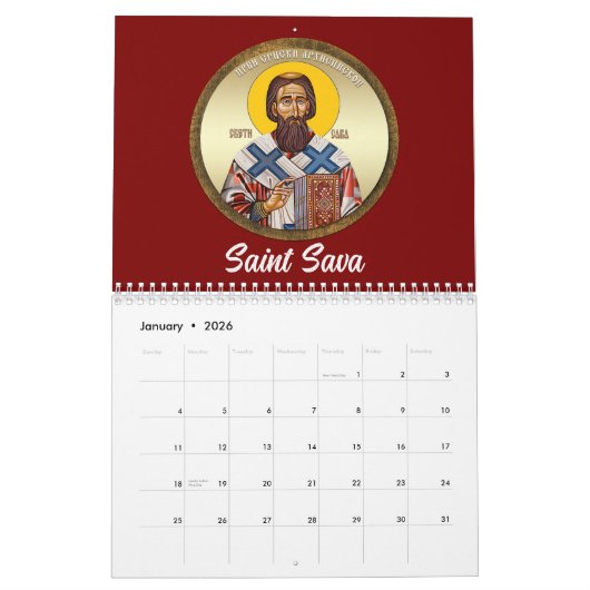 Orthodox calendar 2025 カレンダー (1月 2026)