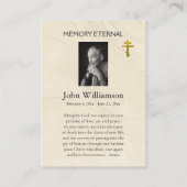 Orthodox Christian Memory Eternal Prayer Card プレイスカード (裏面)
