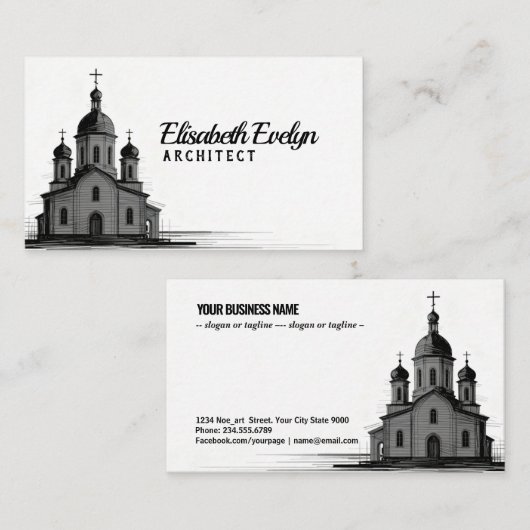 Orthodox Church Sketch on White Background 名刺 (正面/裏面)