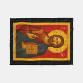 Orthodox Icon Of Jesus Christ Pantocrator  フリースブランケット (正面(横))