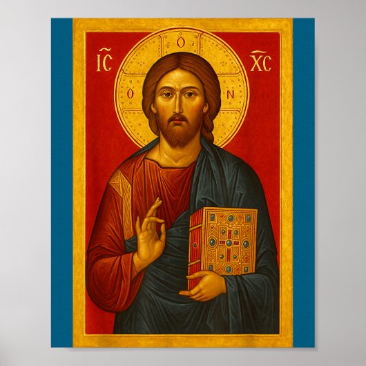 Orthodox Icon Of Jesus Christ Pantocrator  ポスター (正面)