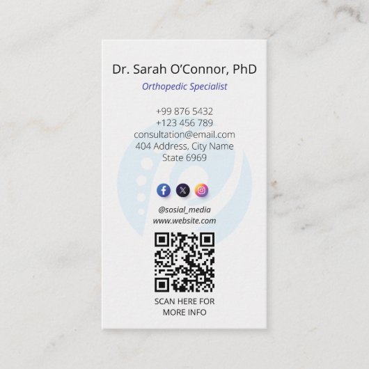 Orthopedic Rehab Clinic | Modern Appointment 名刺 (正面)