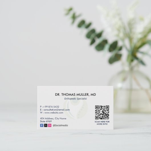 Orthopedic Specialis Business | Modern Appointment 名刺 (スタンド正面)