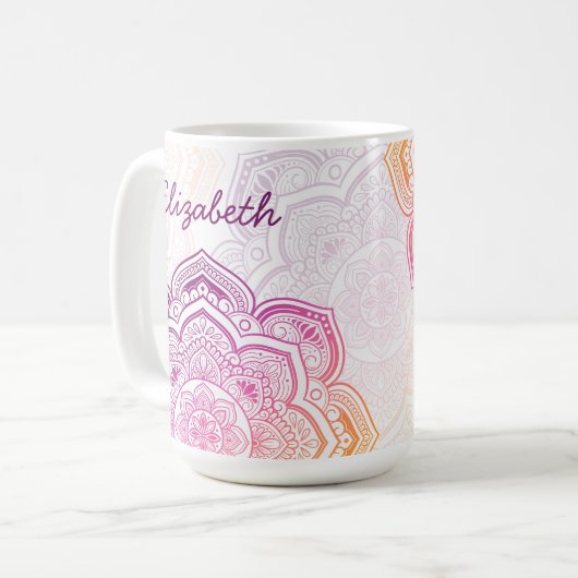 Oryn Mandala 15 oz. Personalized Mug コーヒーマグカップ (正面左)