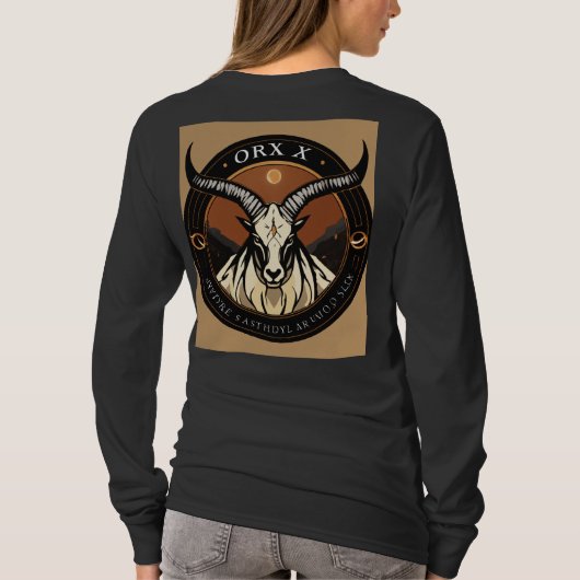 Oryx Emblem – Minimalist Horned Antelope Logo Tシャツ (裏面)