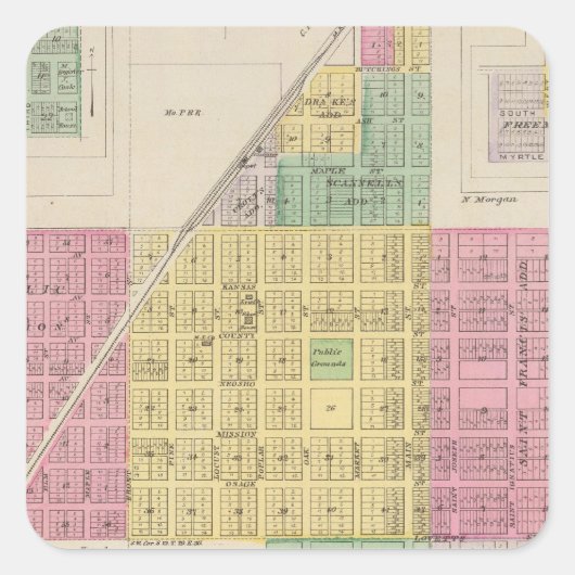 Osage Mission、Galesburg、Earlton、カンザス スクエアシール (正面)
