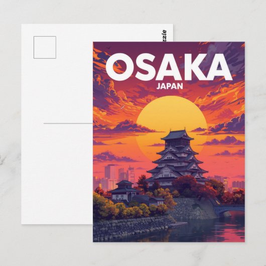 Osaka Castle Sunset Dreams ポストカード (正面/裏面)