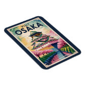 Osaka Japan Castle Illustration Travel Art Vintage マグネット (右側)