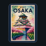 Osaka Japan Castle Illustration Travel Art Vintage マグネット<br><div class="desc">Osaka retro vector travel design. Osaka, Japan’s vibrant and energetic city, is famous for its street food, neon nightlife, and friendly spirit.</div>
