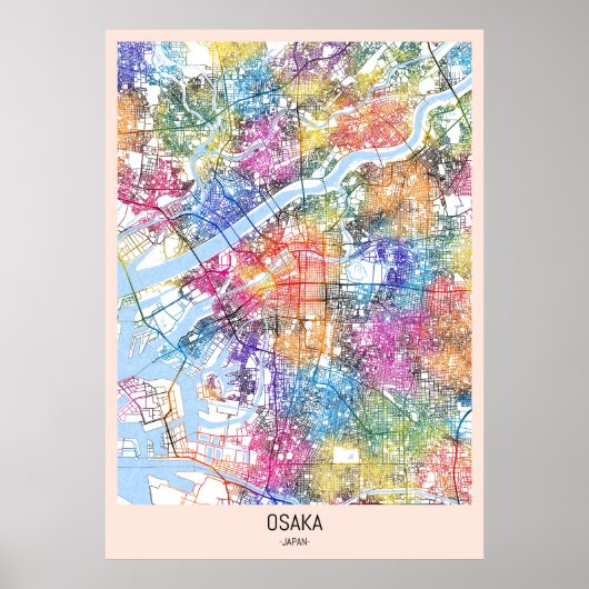 Osaka Japan City Map ポスター (正面)