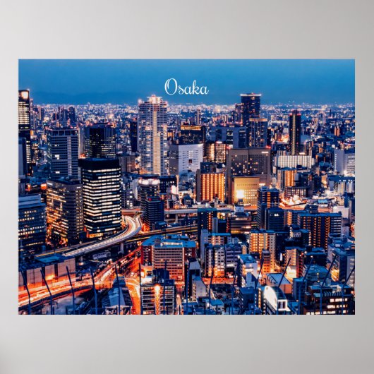 Osaka, Japan cityscape ポスター (正面)