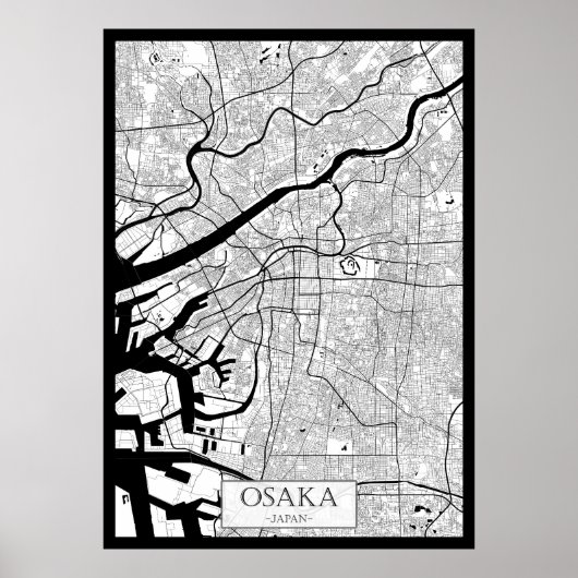 Osaka Japan Map ポスター (正面)
