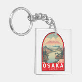 Osaka Japan Mount Fuji Travel Art Emblem キーホルダー (正面左)