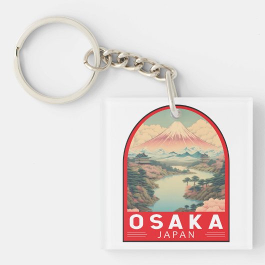 Osaka Japan Mount Fuji Travel Art Emblem キーホルダー (正面)