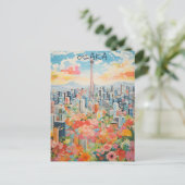 Osaka Japan Travel City Painting Aesthetic ポストカード (スタンド正面)
