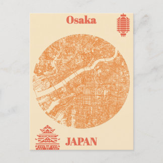 Osaka map Japan ポストカード
