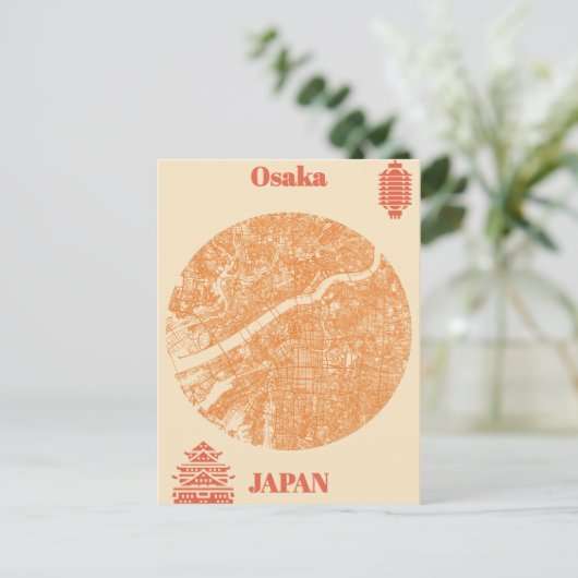 Osaka map Japan ポストカード (スタンド正面)