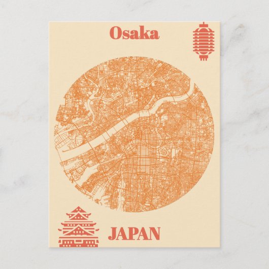 Osaka map Japan ポストカード (正面)