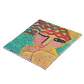 OSBのビーチ抽象芸術ポートレートの赤いヘッド タイル (側面)