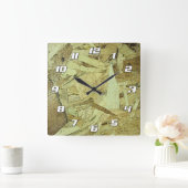 OSBチップボードナンバーズ合板 スクエア壁時計 (ホーム)