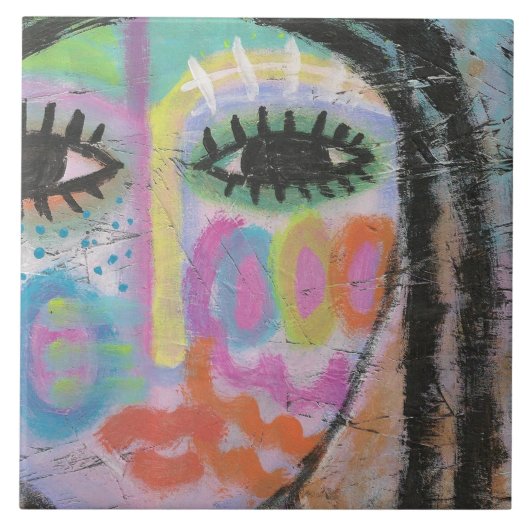 OSBボーカラフルド上の抽象芸術ポートレート タイル (正面)